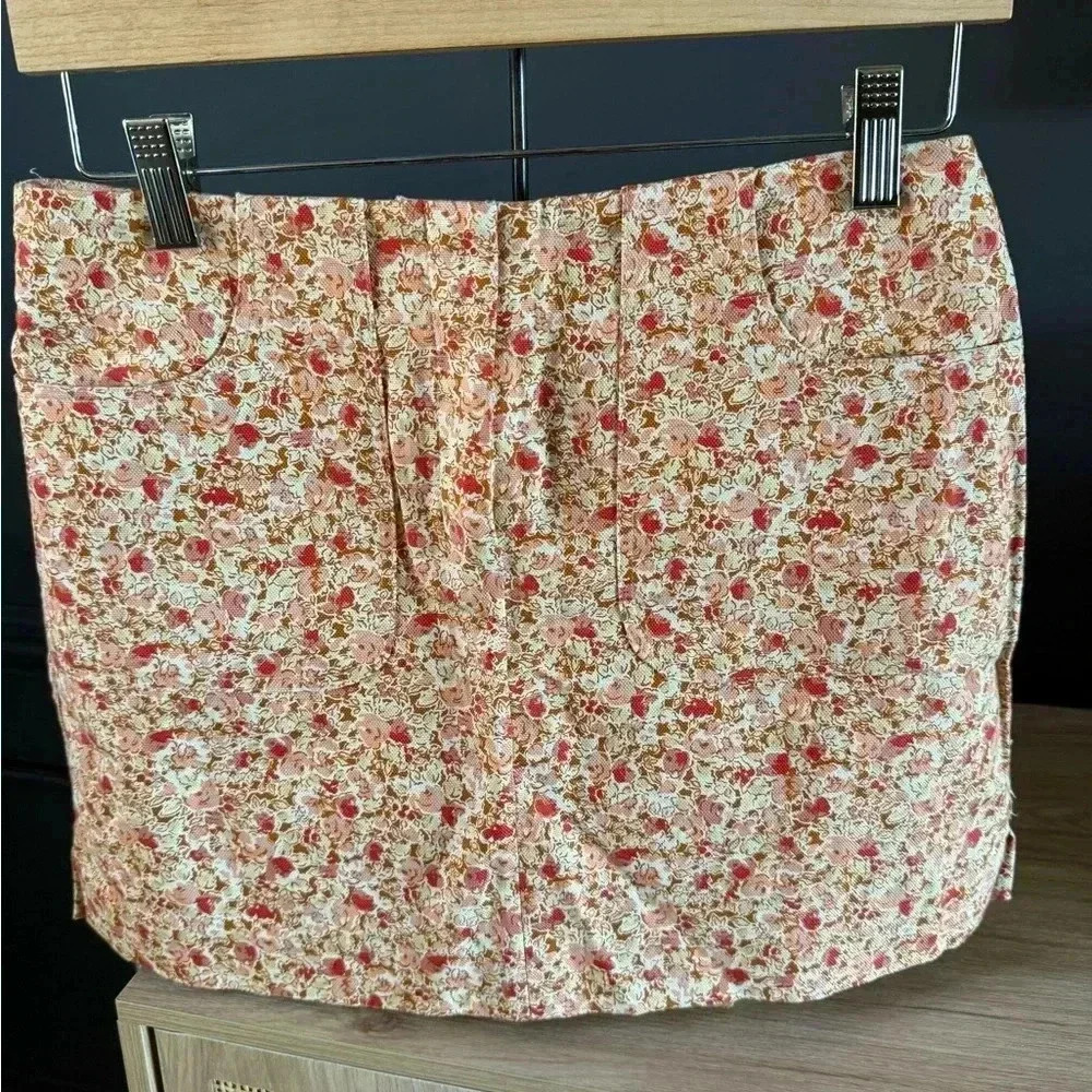 VINTAGE 90’s Express Floral Mini denim skirt 3/4